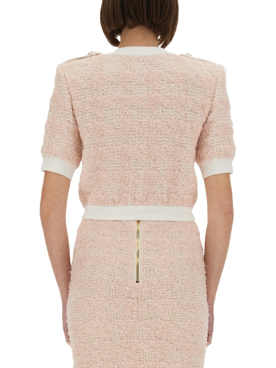 Balmain Tweed Cardigan – Roze