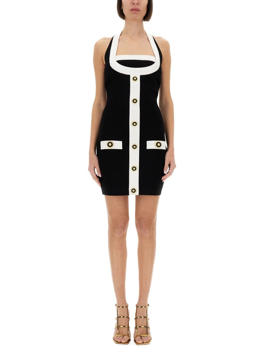 Balmain Jurk met Open Rug – Zwart / Wit