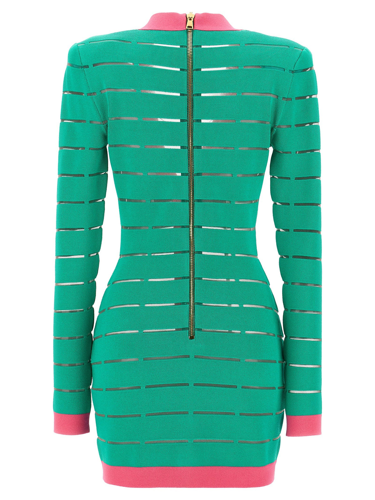 Balmain Tweekleurige Gebreide Jurk – Groen / Roze