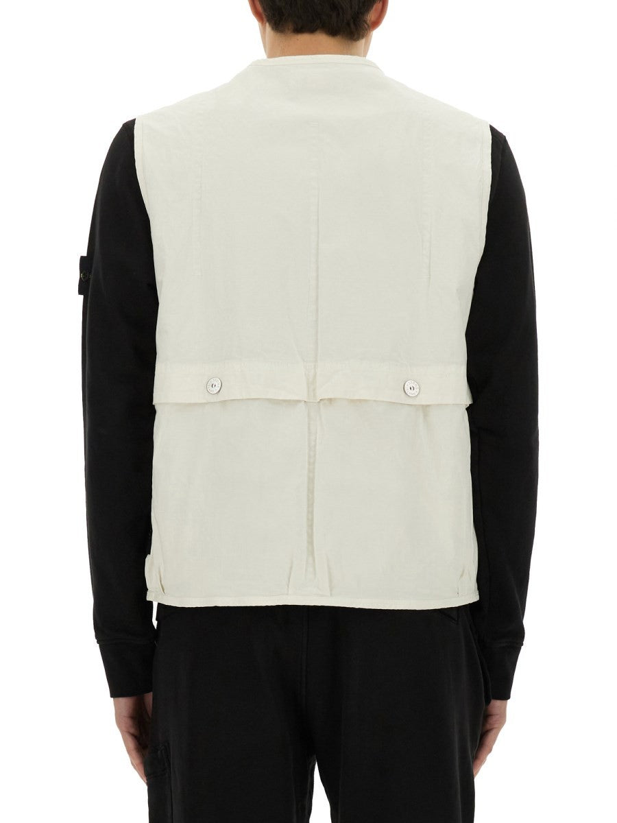 Stone Island Katoenen Gilet met logo – Ivoor