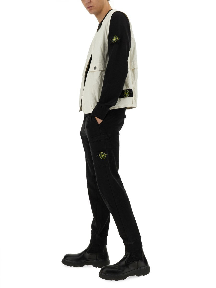 Stone Island Katoenen Gilet met logo – Ivoor