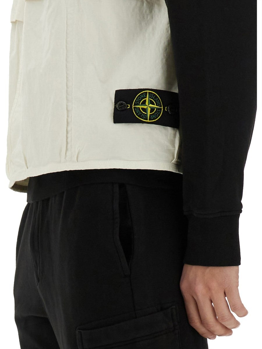 Stone Island Katoenen Gilet met logo – Ivoor