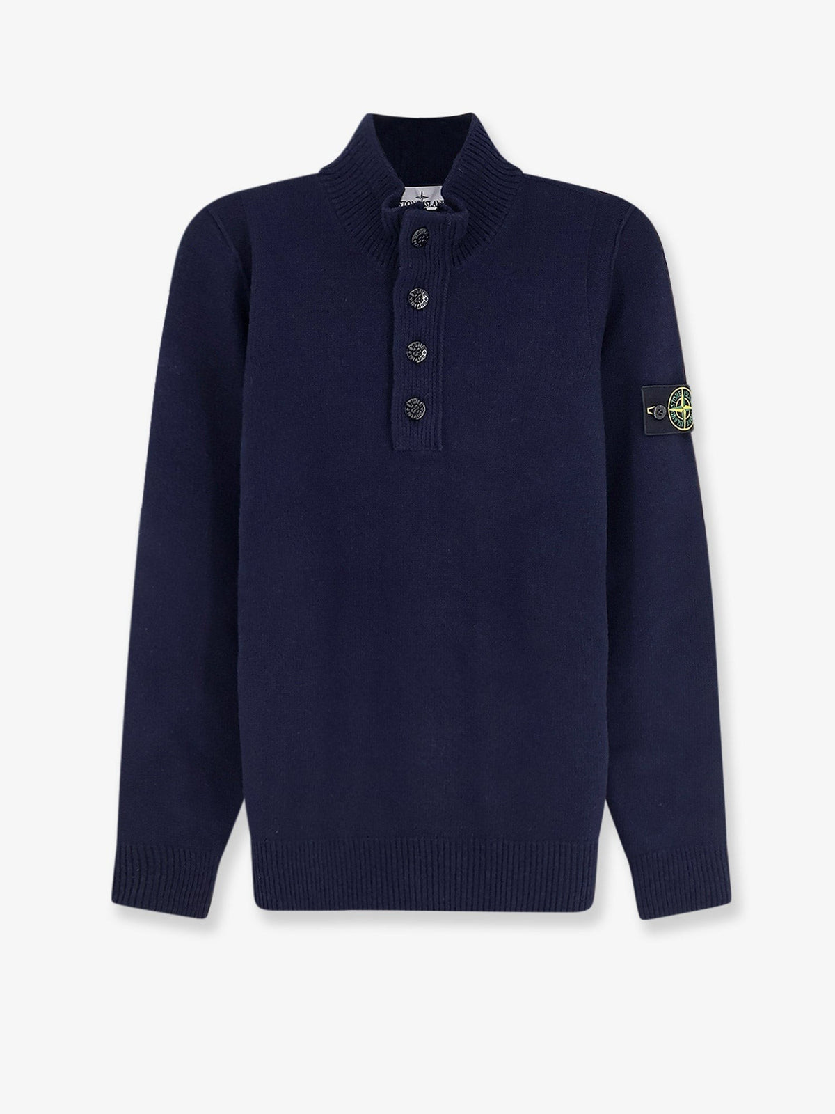 Stone Island Wollen Trui met opstaande kraag – Marineblauw
