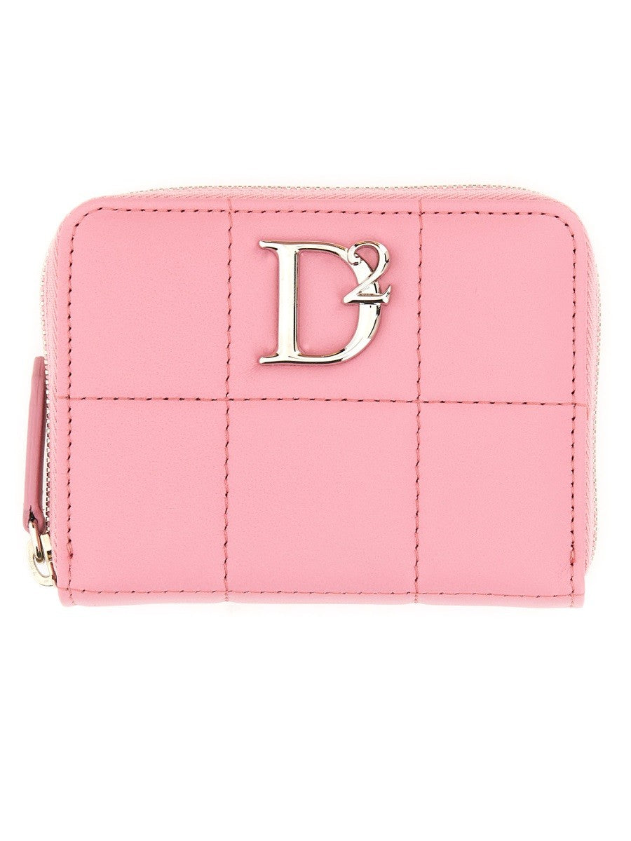 Dsquared2 Leren Portemonnee met logo – Roze