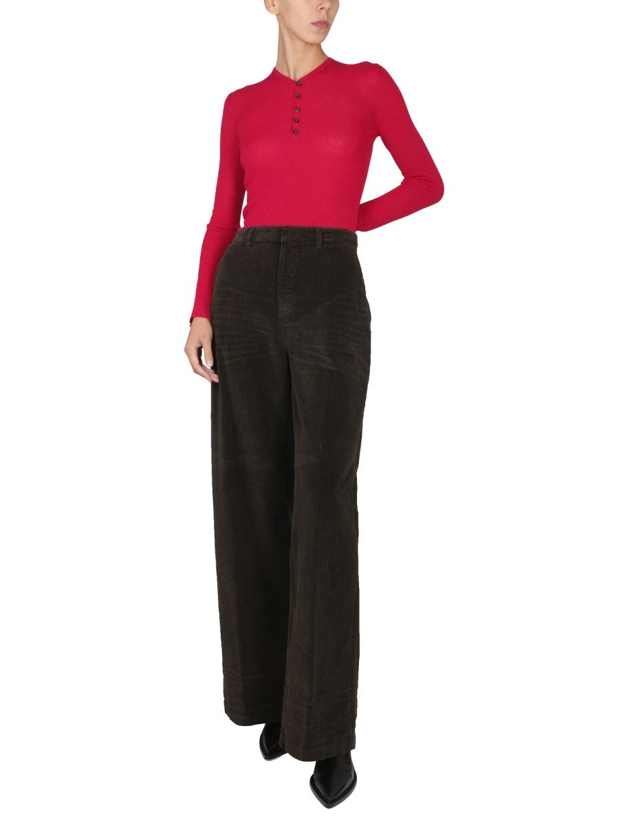 Dsquared2 Wijde Broek met riemlussen – Donkerbruin