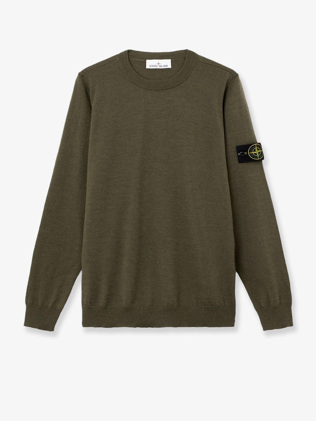 Stone Island Scheerwollen Trui met zijlogo – Legergroen