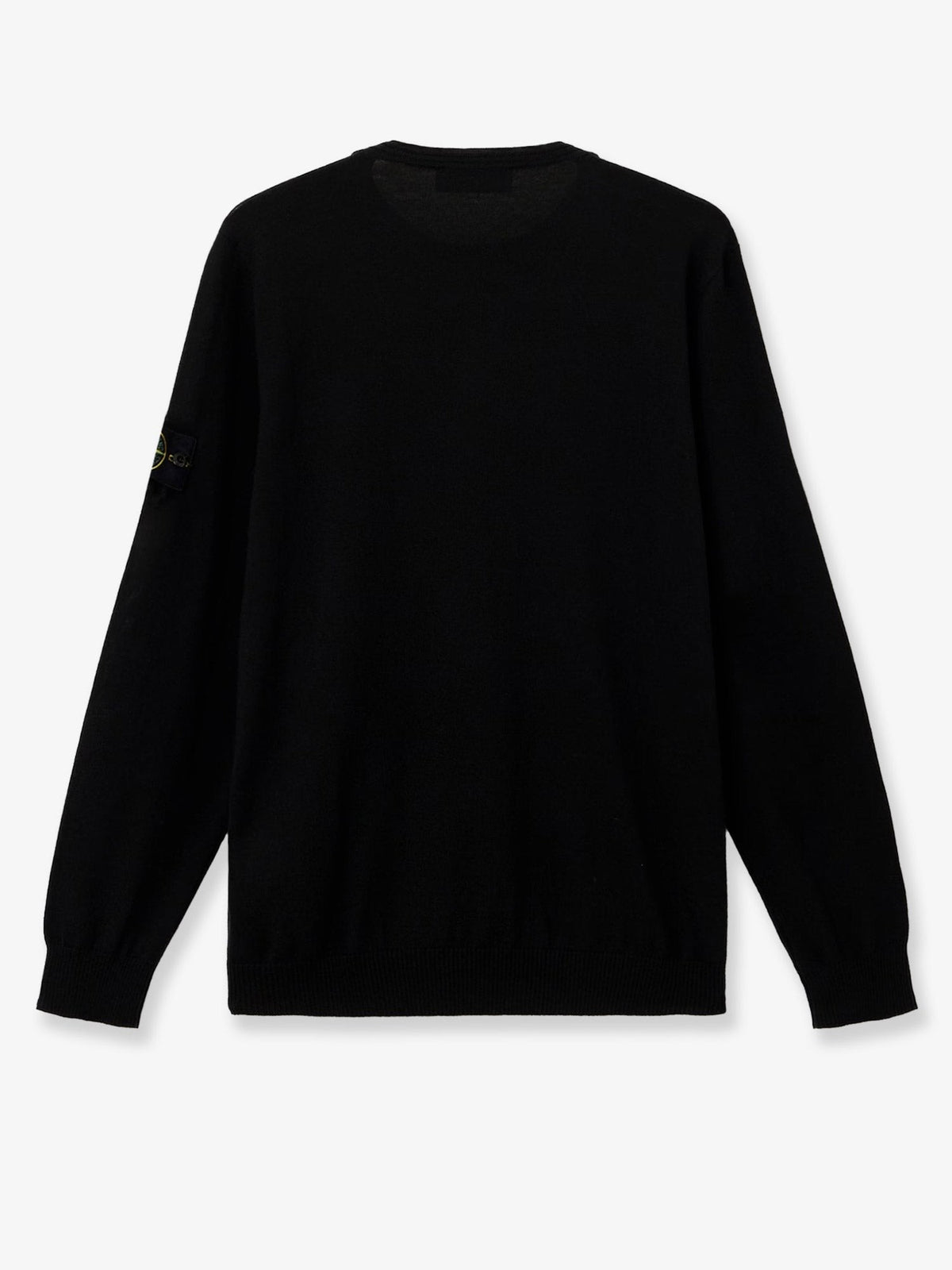 Stone Island Scheerwollen Trui met zijlogo – Zwart