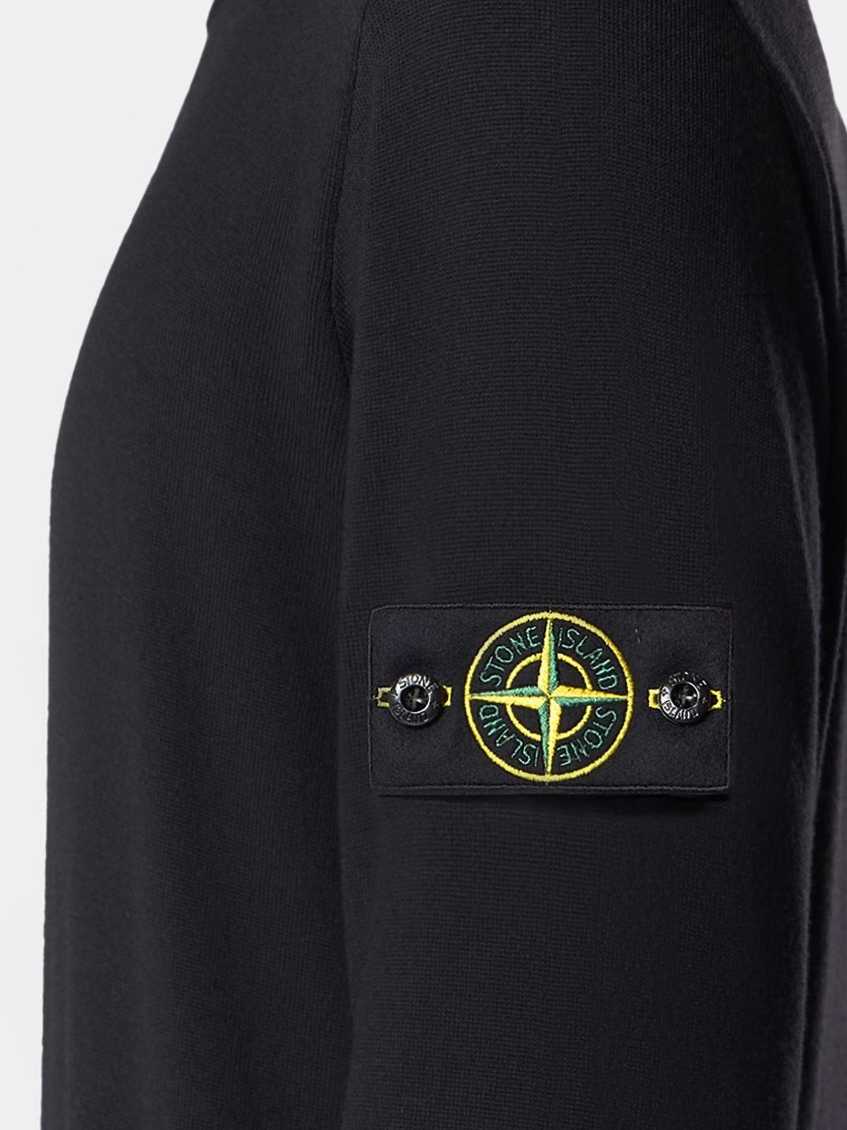 Stone Island Scheerwollen Trui met zijlogo – Zwart