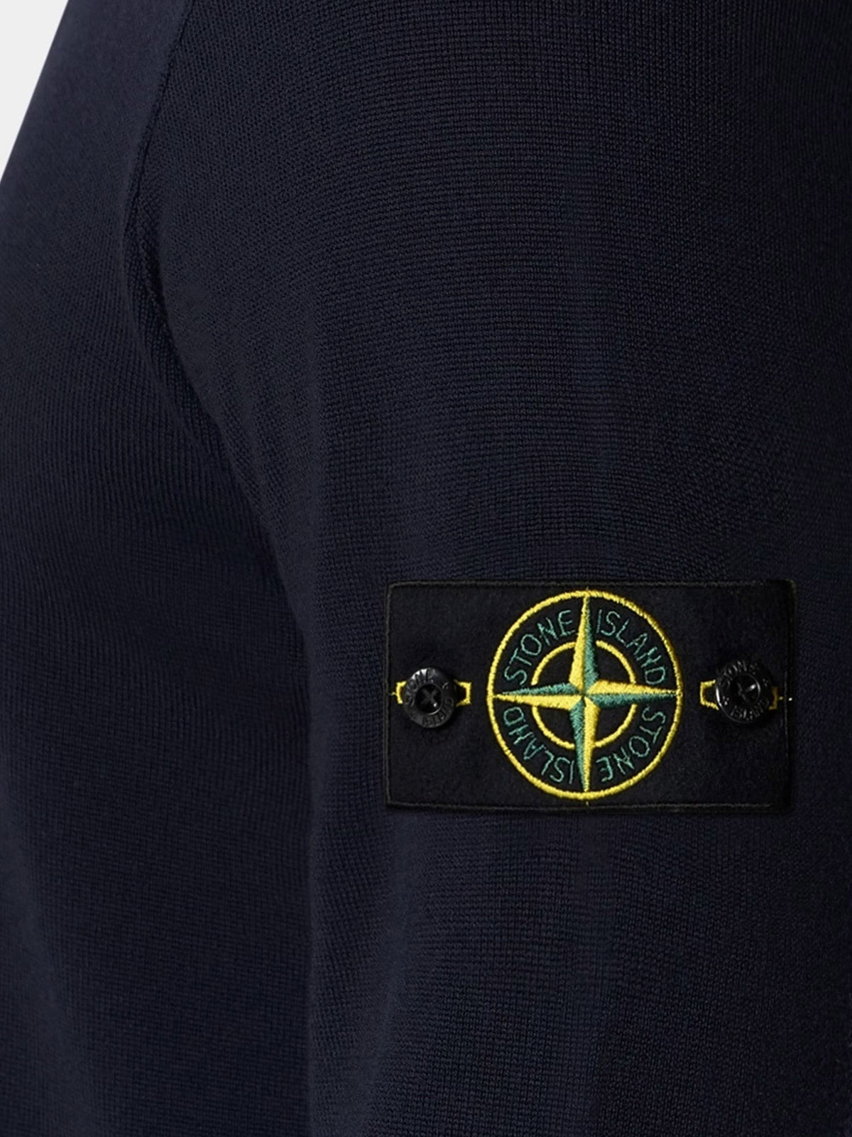 Stone Island Scheerwollen Trui met zijlogo – Marineblauw