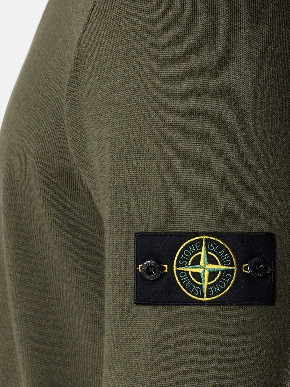 Stone Island Scheerwollen Trui met zijlogo – Legergroen