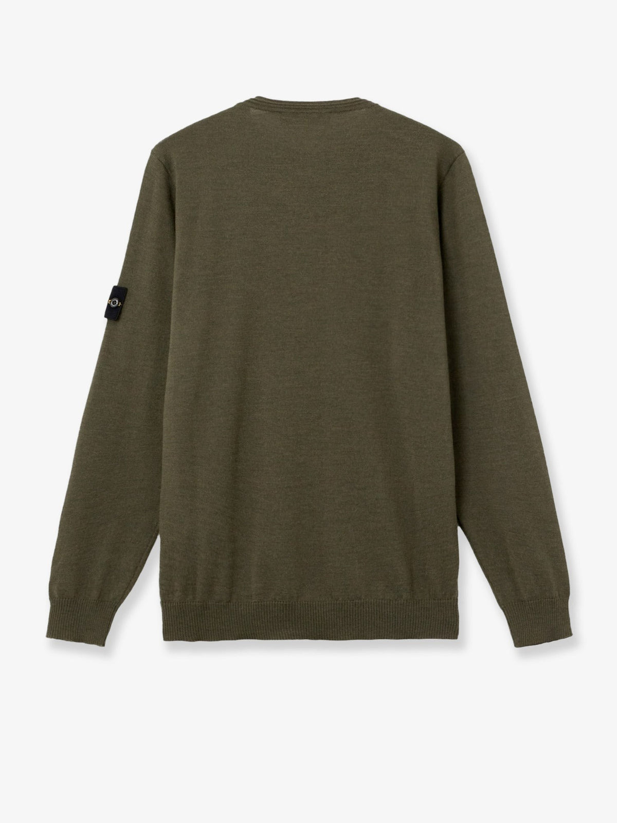 Stone Island Scheerwollen Trui met zijlogo – Legergroen