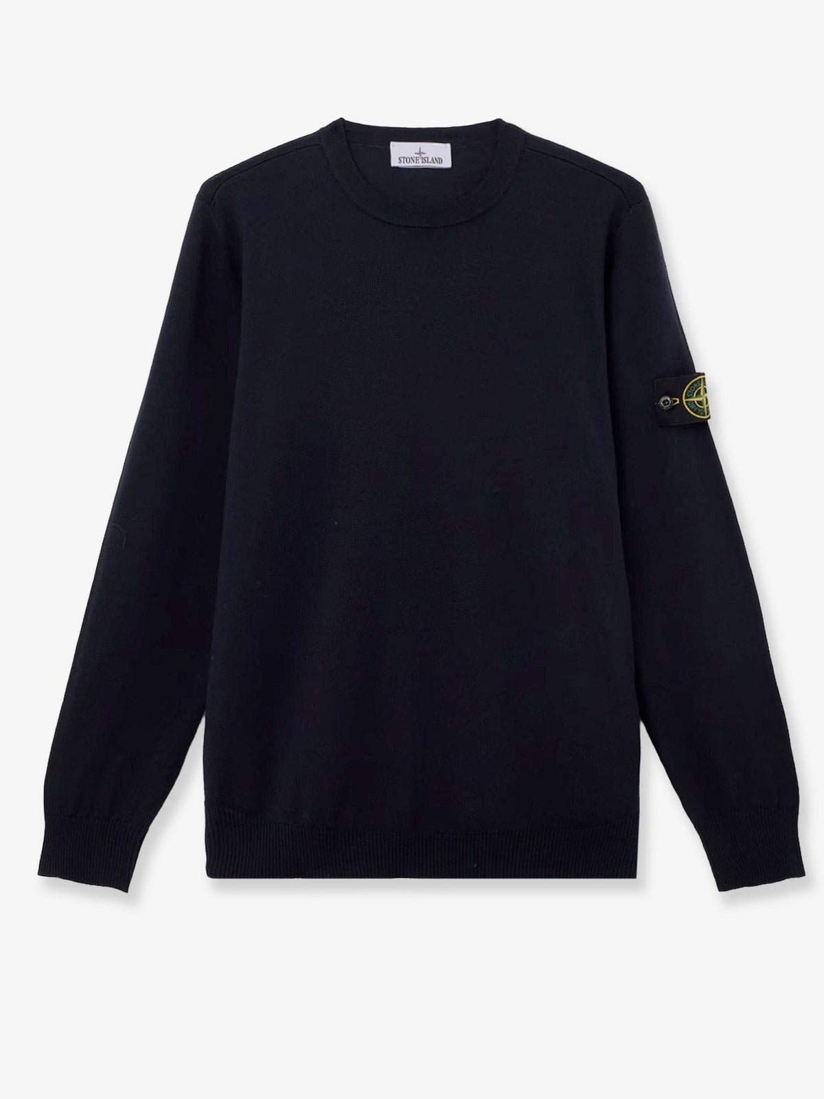 Stone Island Scheerwollen Trui met zijlogo – Marineblauw