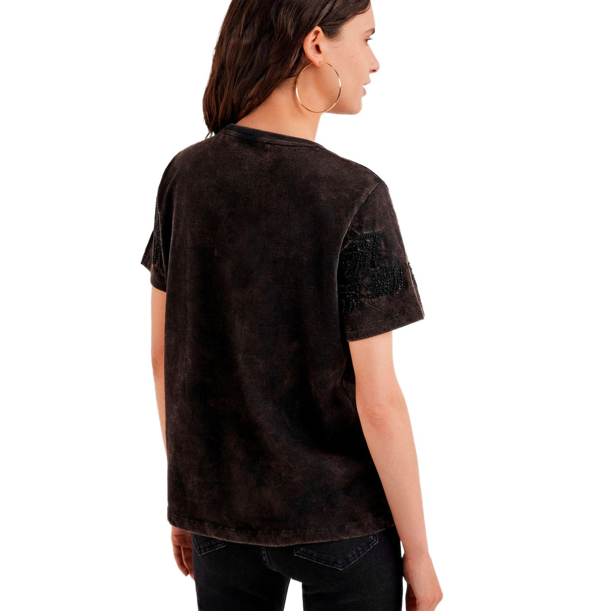 Desigual T-shirt met slangenprint – Zwart
