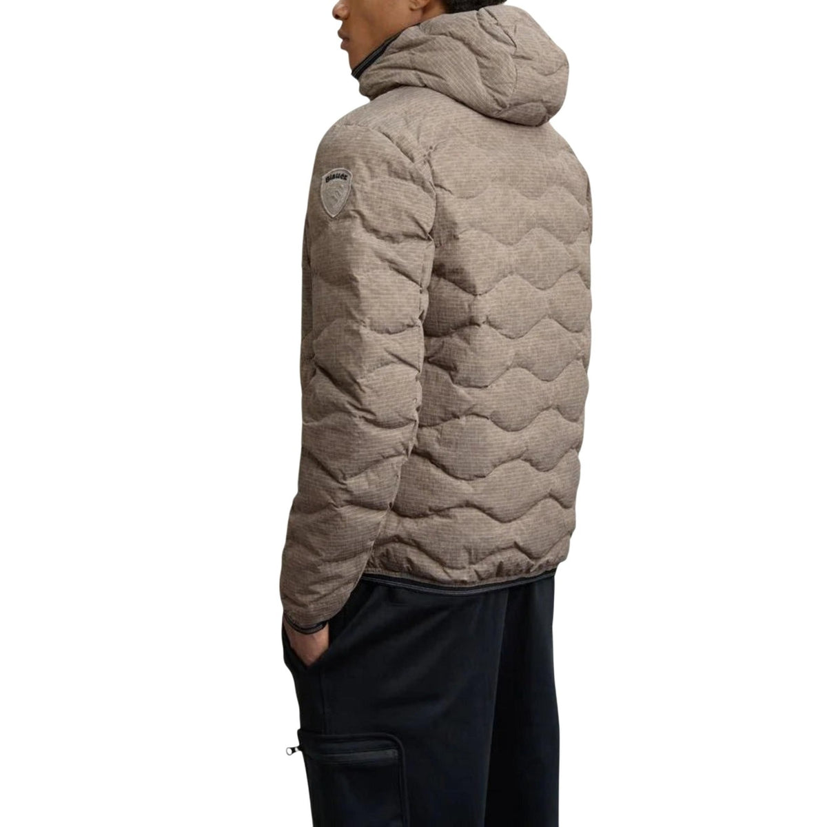 Blauer Gewatteerde jas van nylon met capuchon – Bruin