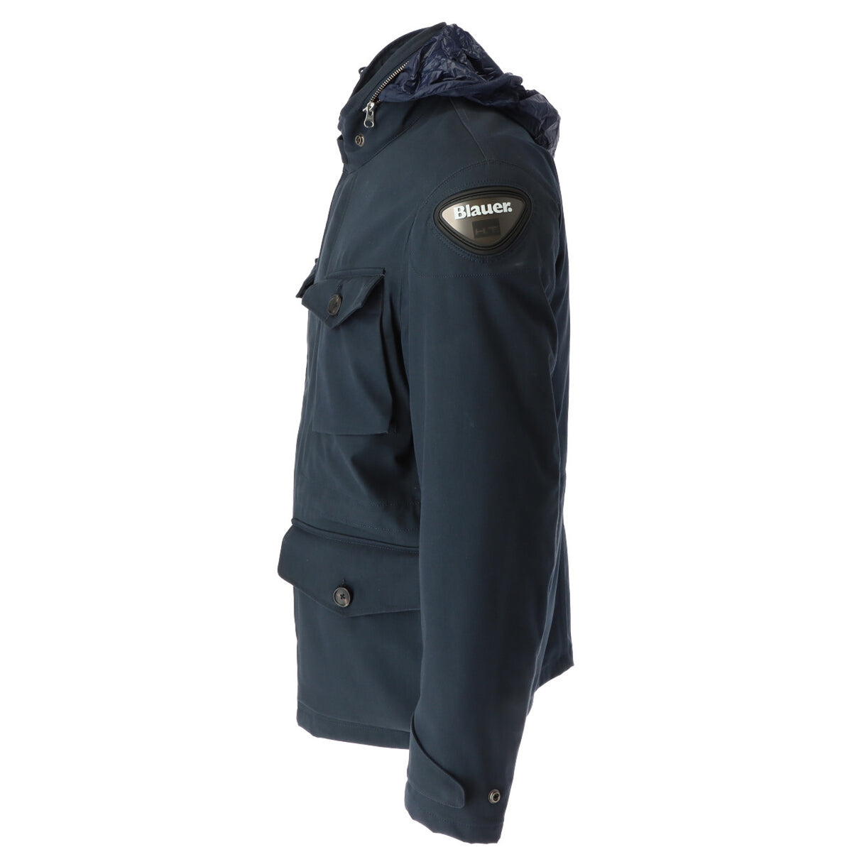 Blauer Gewatteerde jas van nylon met capuchon – Blauw