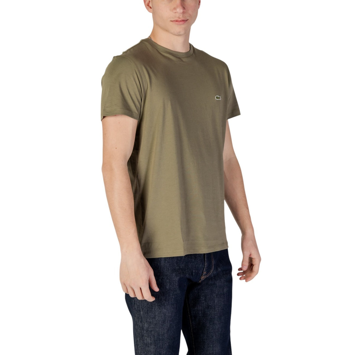 Lacoste Katoenen T-shirt met ronde hals en korte mouwen – Olijfgroen