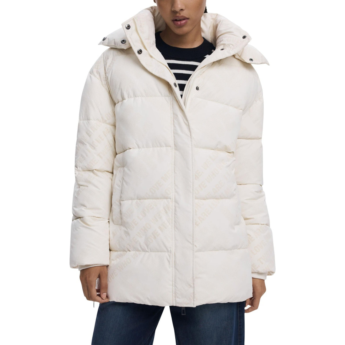 Desigual Cadera Flock Gewatteerde jas – Wit