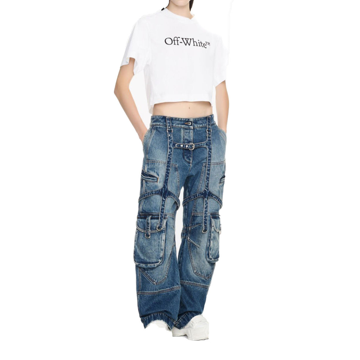 Off-White Jeans met Gesleten Effect – Blauw