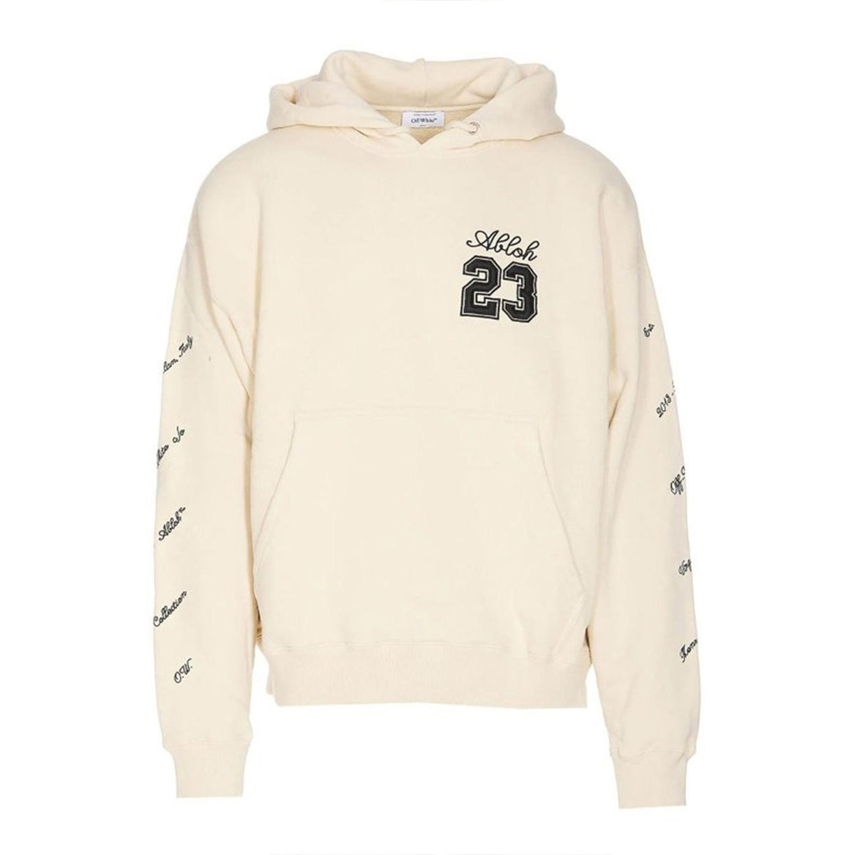 Off-White Hoodie met Print – Beige