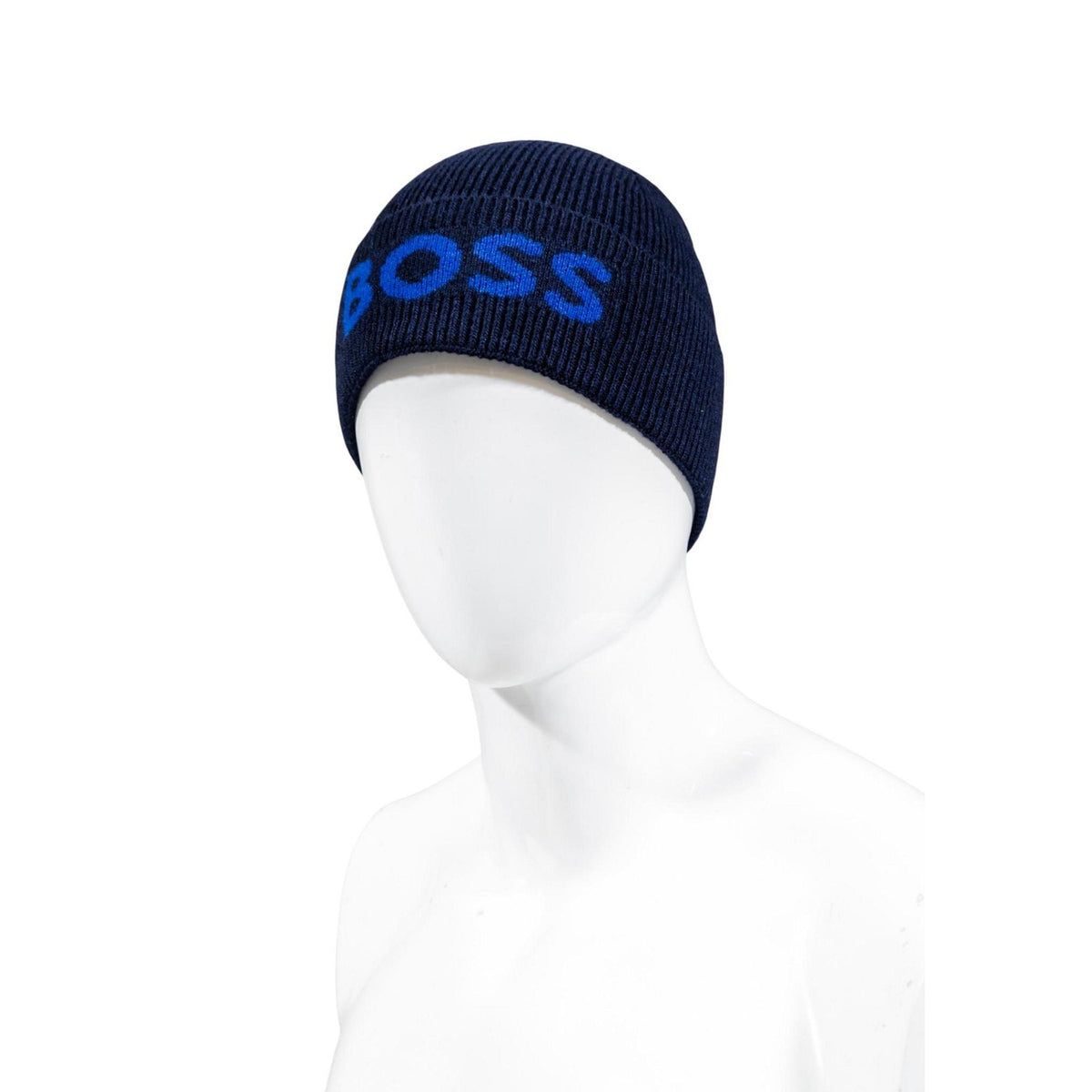 Boss Wollen muts met print – Blauw