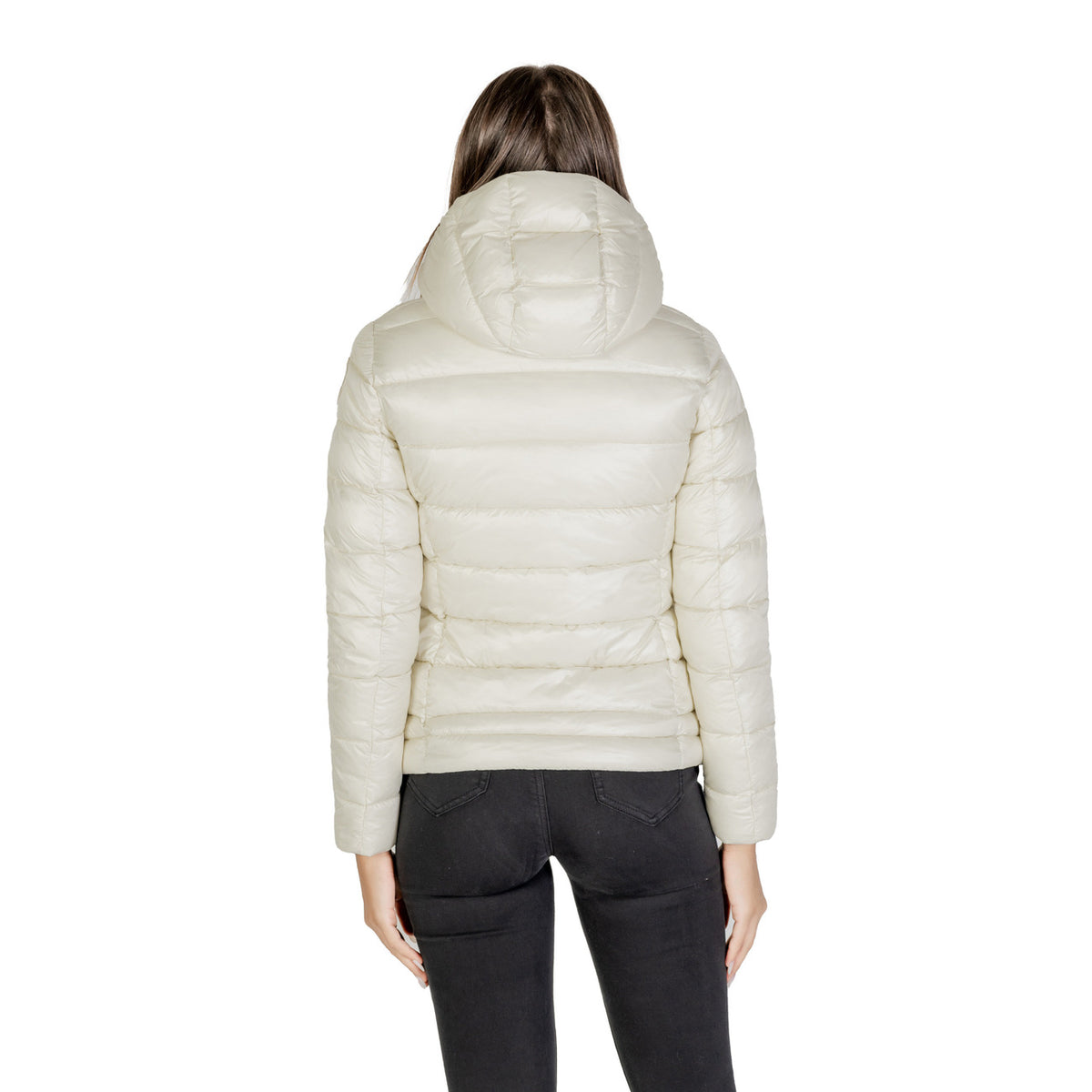 Blauer Gewatteerde jas van polyamide met knopensluiting – Wit