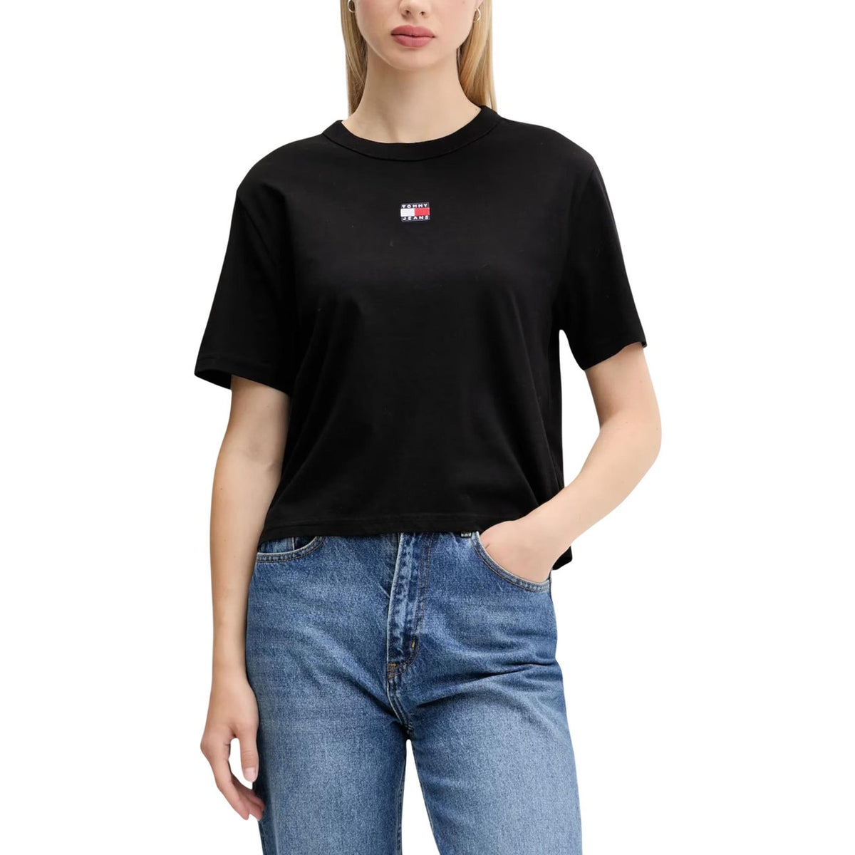 Tommy Hilfiger Katoenen T-shirt met korte mouwen Dames – Zwart