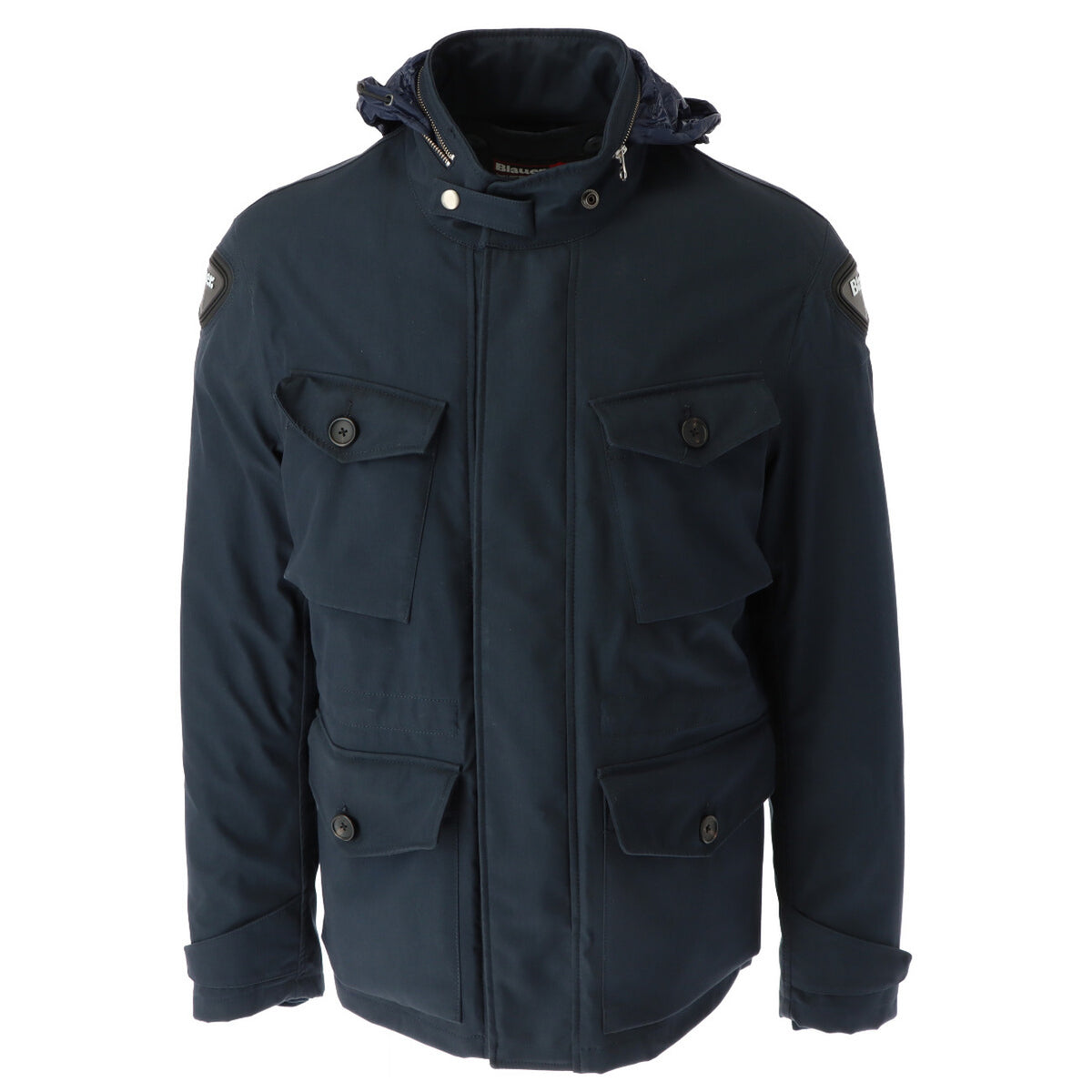 Blauer Gewatteerde jas van nylon met capuchon – Blauw
