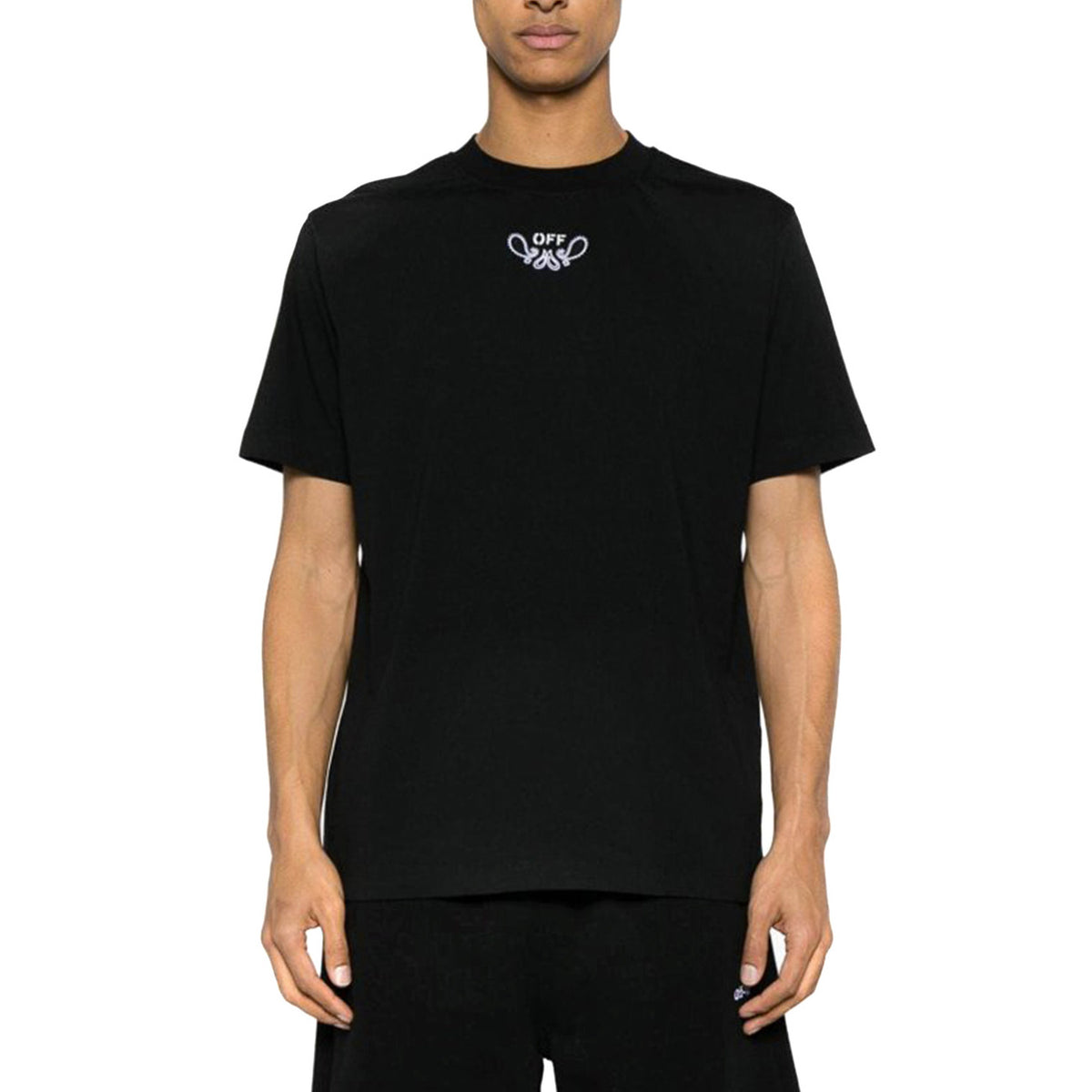 Off-White Katoenen T-shirt met Ronde Hals – Zwart