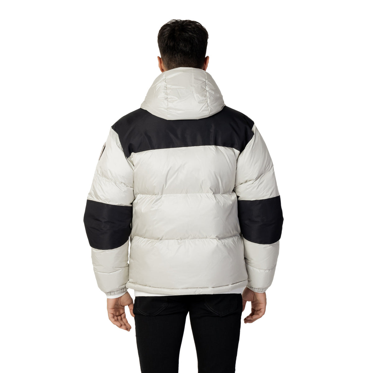Blauer Gewatteerde jas van nylon met capuchon – Grijs