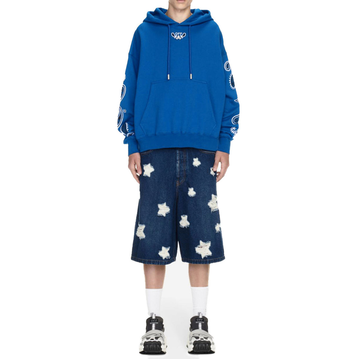 Off-White Hoodie met Print – Lichtblauw