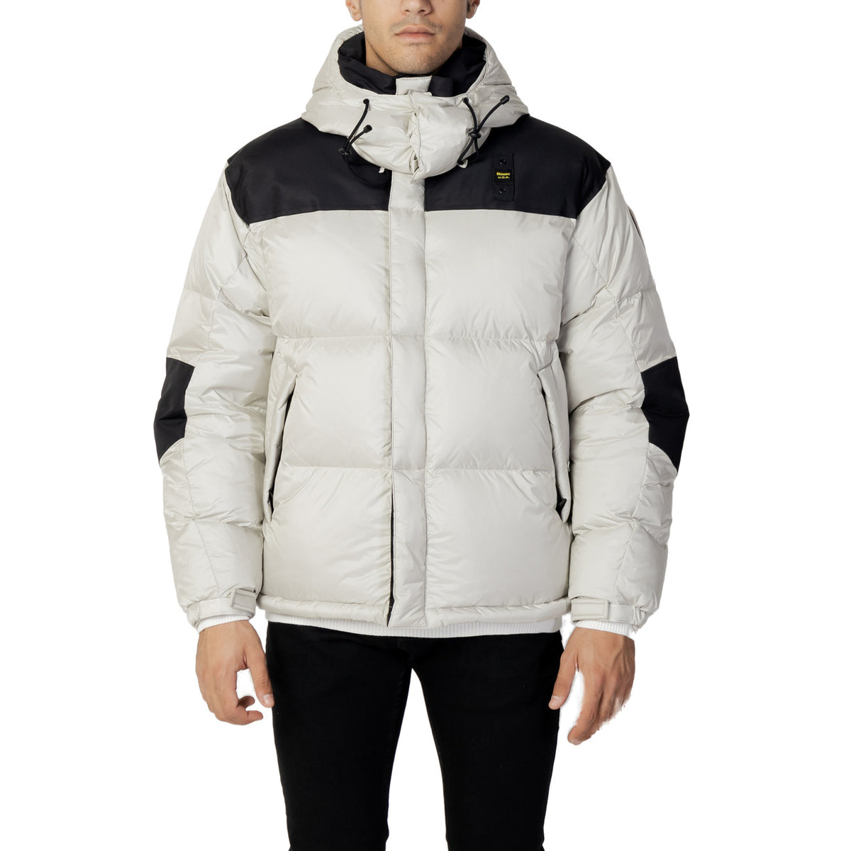Blauer Gewatteerde jas van nylon met capuchon – Grijs