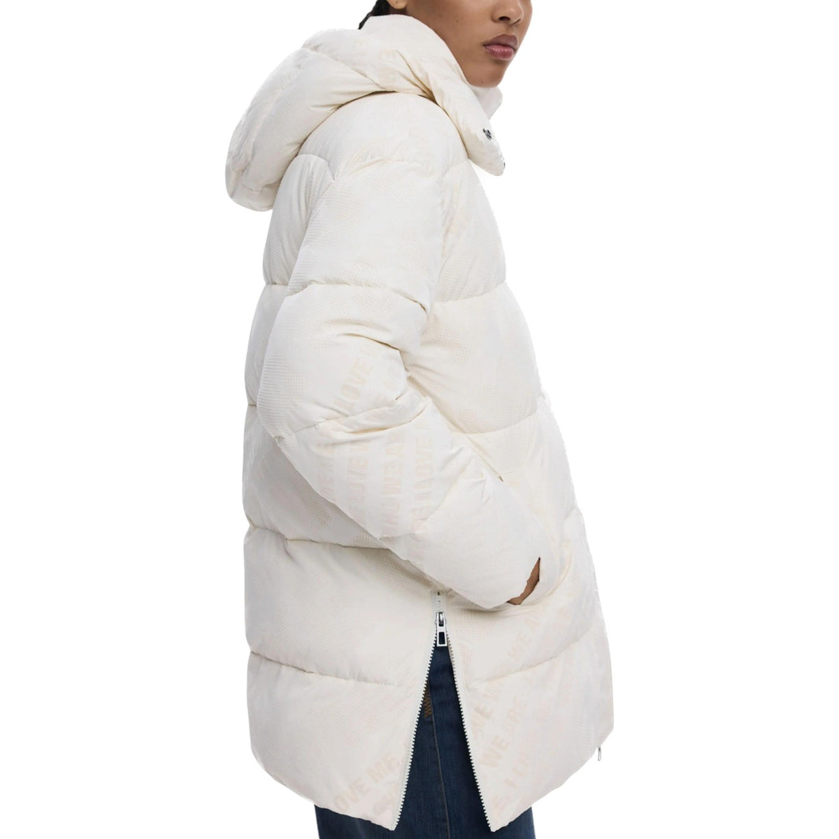 Desigual Cadera Flock Gewatteerde jas – Wit