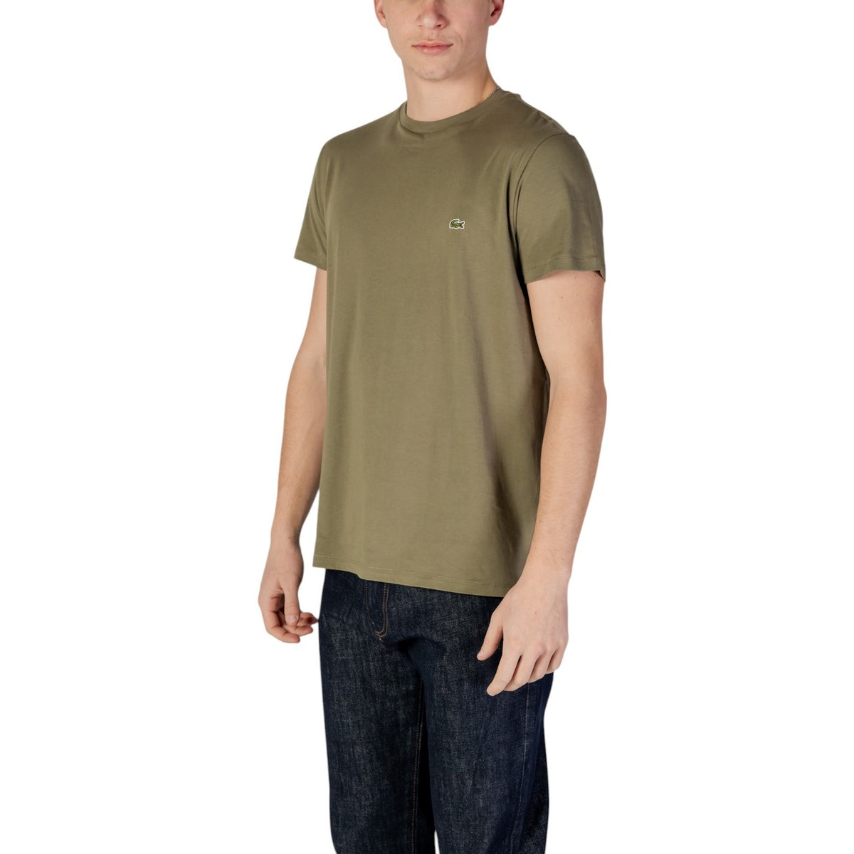 Lacoste Katoenen T-shirt met ronde hals en korte mouwen – Olijfgroen