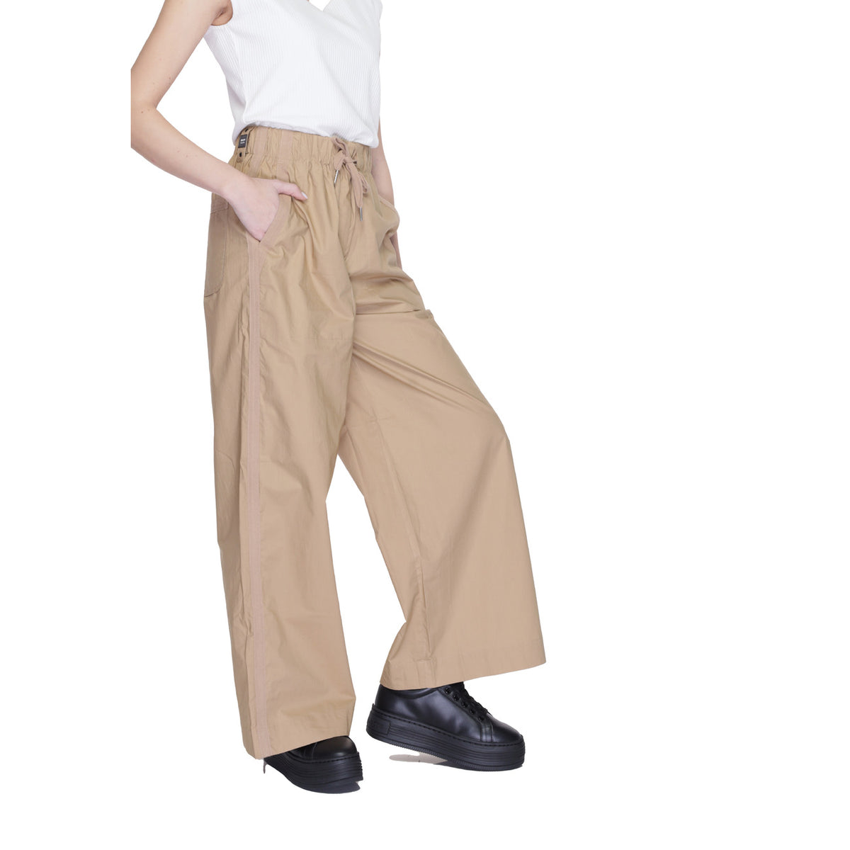 Blauer Katoenen Broek – Beige