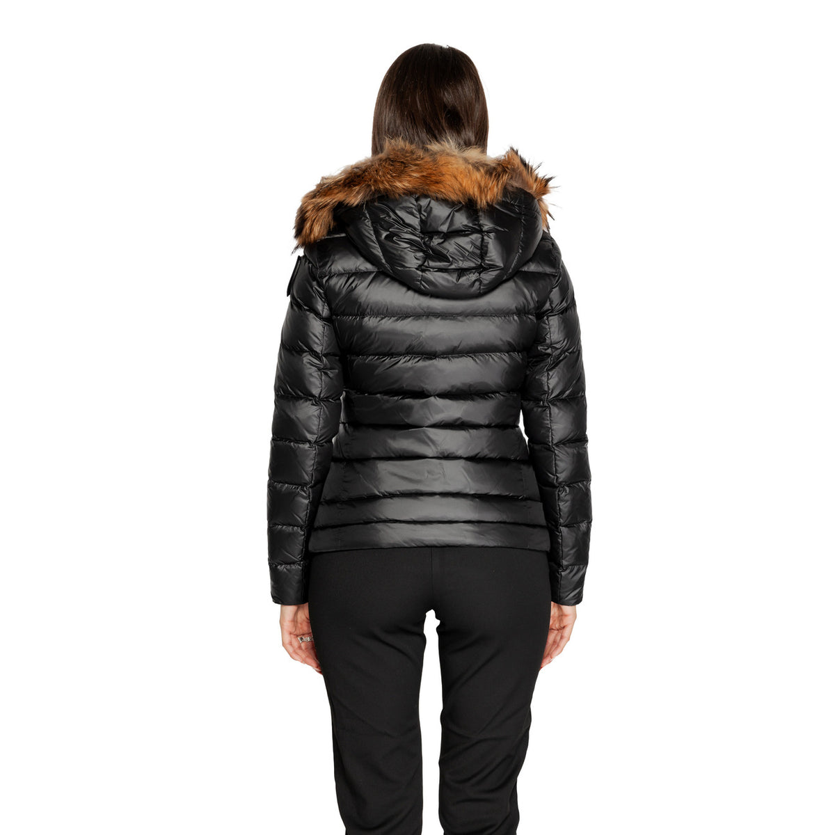 Blauer Gewatteerde jas van polyamide met knopensluiting – Zwart