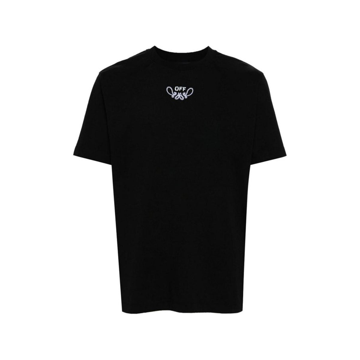Off-White Katoenen T-shirt met Ronde Hals – Zwart