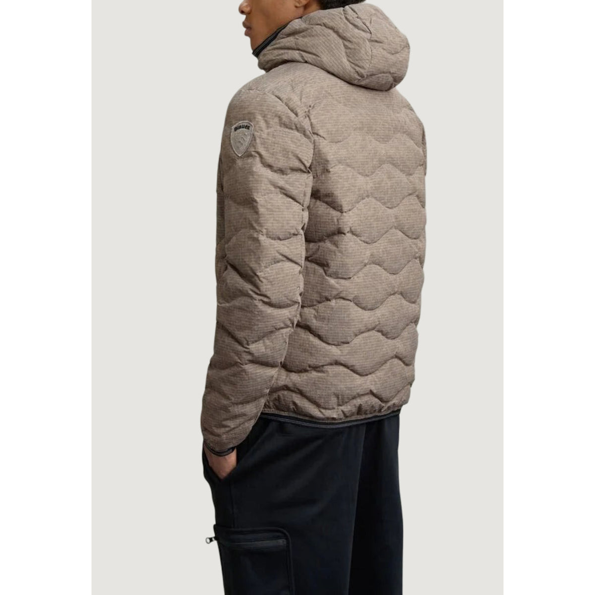 Blauer Gewatteerde jas van nylon met capuchon – Bruin
