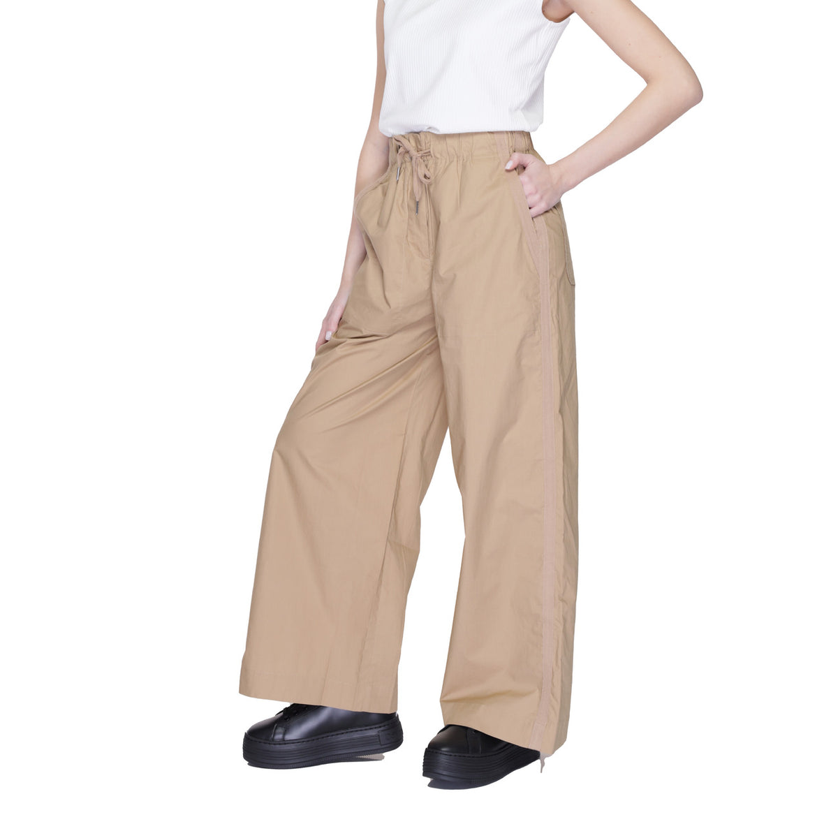 Blauer Katoenen Broek – Beige