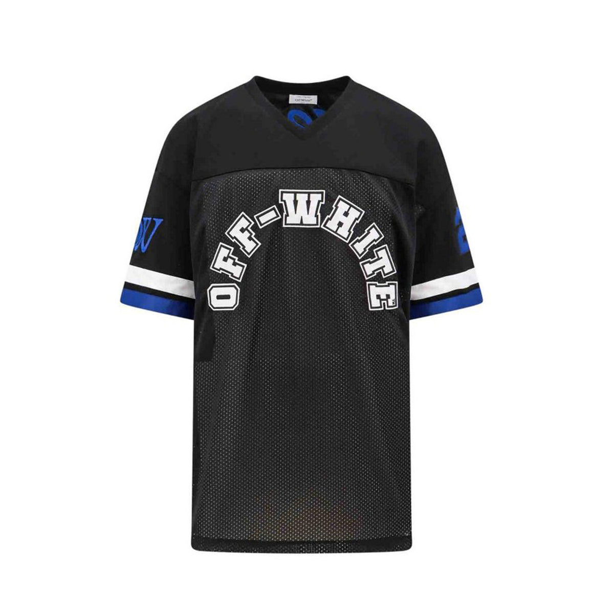 Off-White Polyester T-shirt met V-hals – Zwart