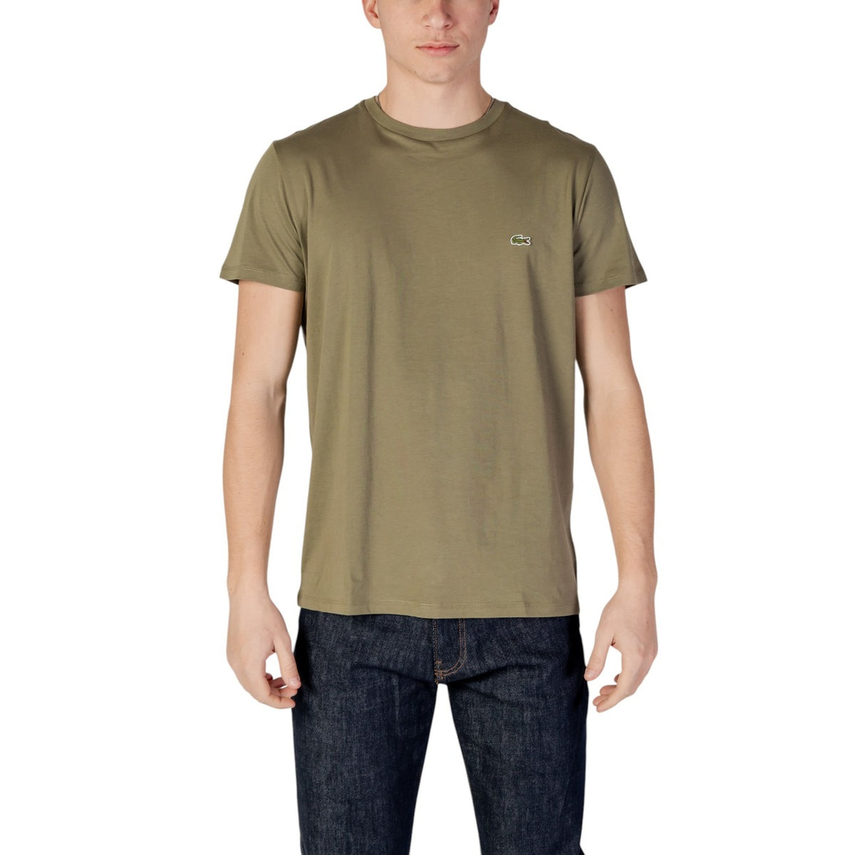 Lacoste Katoenen T-shirt met ronde hals en korte mouwen – Olijfgroen